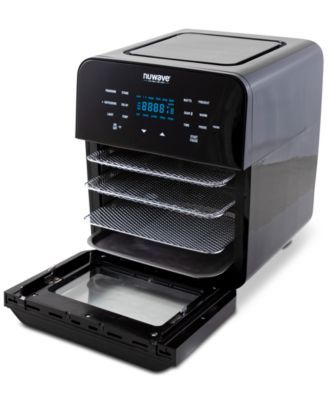 . NUWAVE BRIO 14-Quart Large Capacity Air Fryer Oven with Digital Touch Screen Controls and Integrated Digital Temperature Probe; 3 Heavy-Duty NEVER-RUST Stainless Steel Mesh Racks