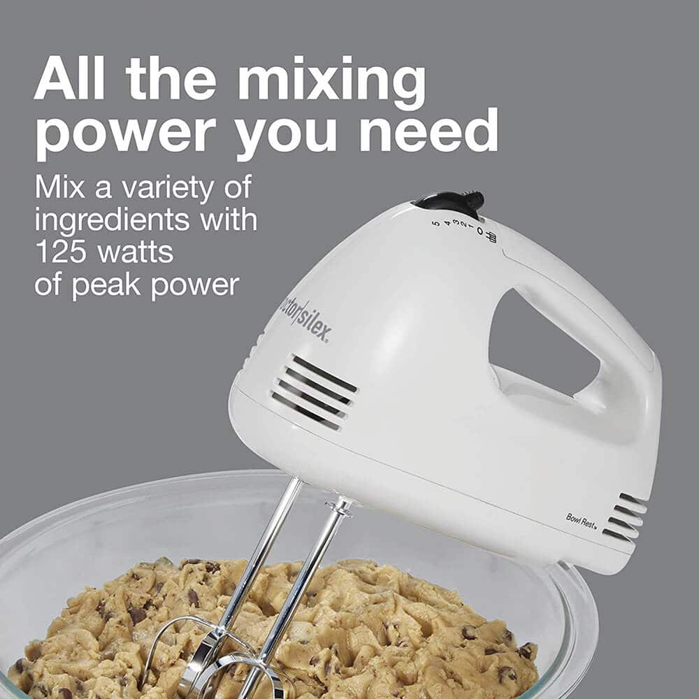 Proctor Silex 62509PS 5-Speed Hand Mixer, White
