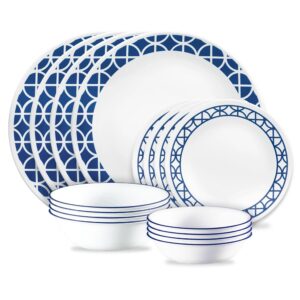 Corelle Cobalt Circles 16-piece  Dinnerware Set, Service of 4