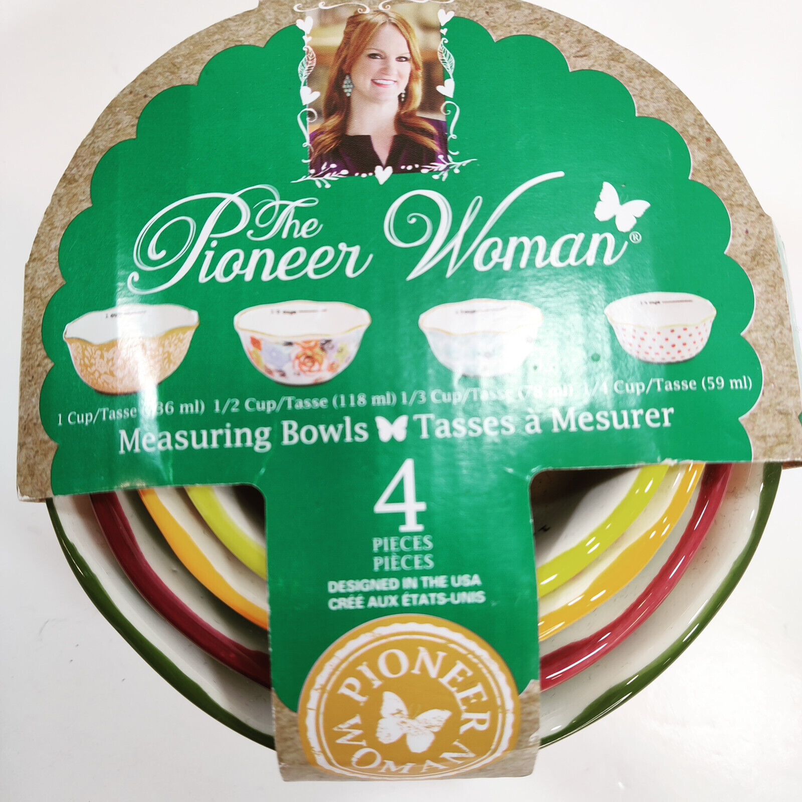 The Pioneer Woman Flea Market 4-Piece Ceramic Decorated Measuring Bowls