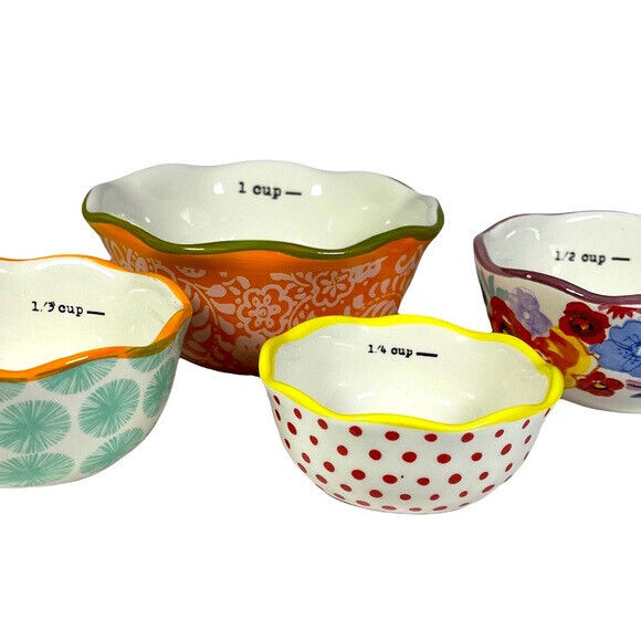 The Pioneer Woman Flea Market 4-Piece Ceramic Decorated Measuring Bowls - Image 2