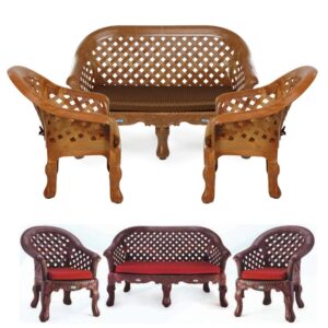 Plastic Sofa Set, 4 Seater, Luxura Fabric