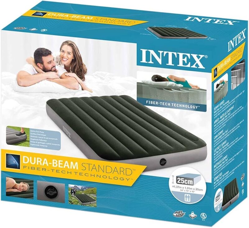 Intex Dura Beam Downy Airbed (64762) with Built in Foot Pump