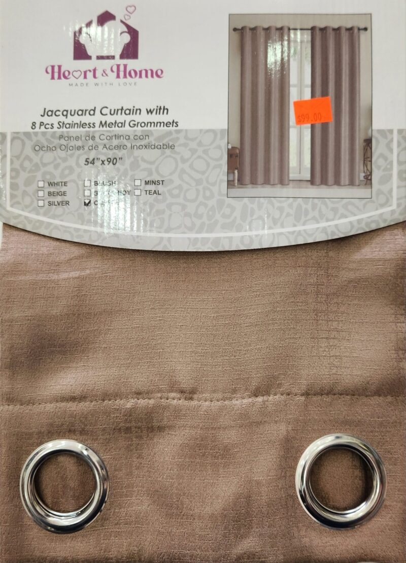 Heart & Home Curtain (54″ x 90″) – Coffee Style 004