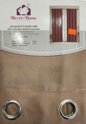 Heart & Home Curtain (54″ x 90″) – Coffee Style 003
