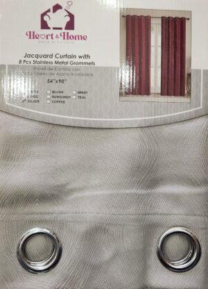 Heart & Home Curtain (54″ x 90″) – Silver Style 005