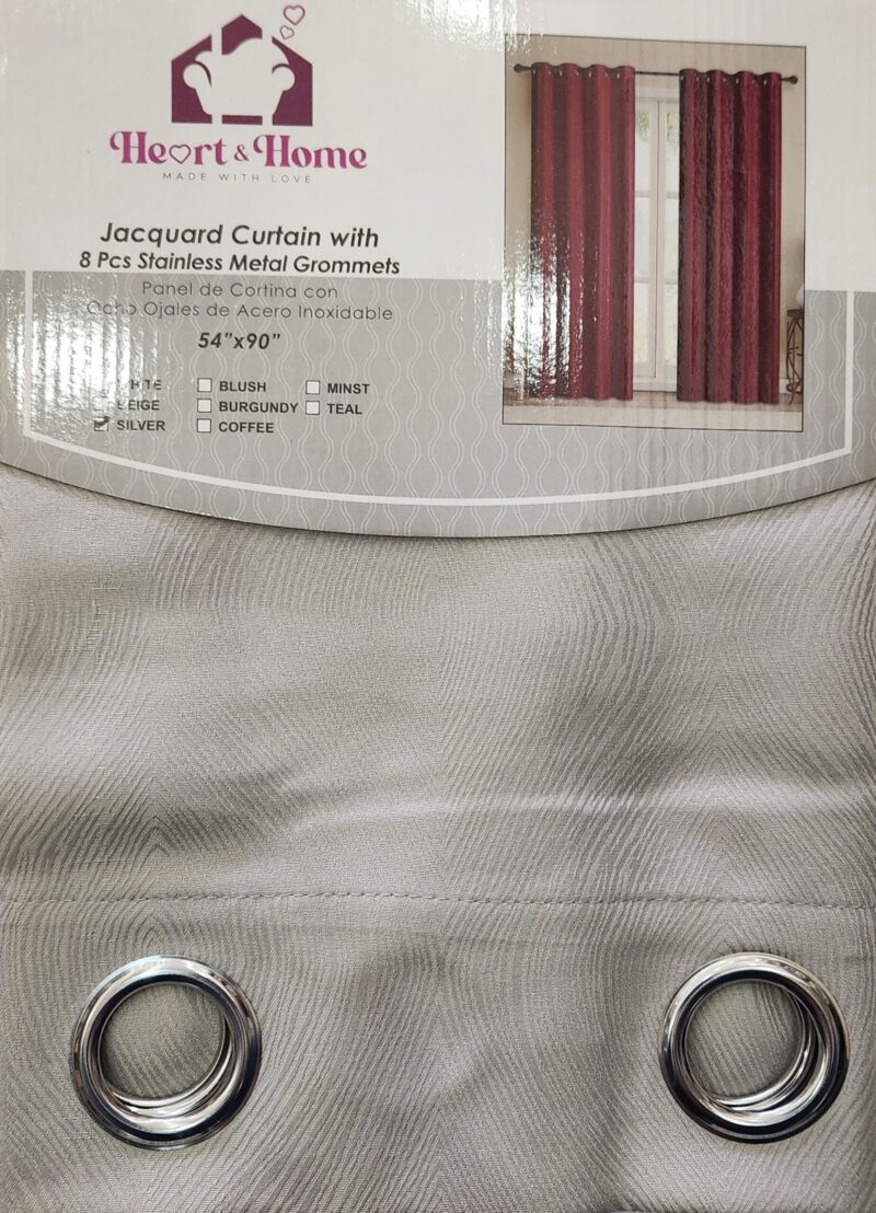 Heart & Home Curtain (54″ x 90″) – Silver Style 005