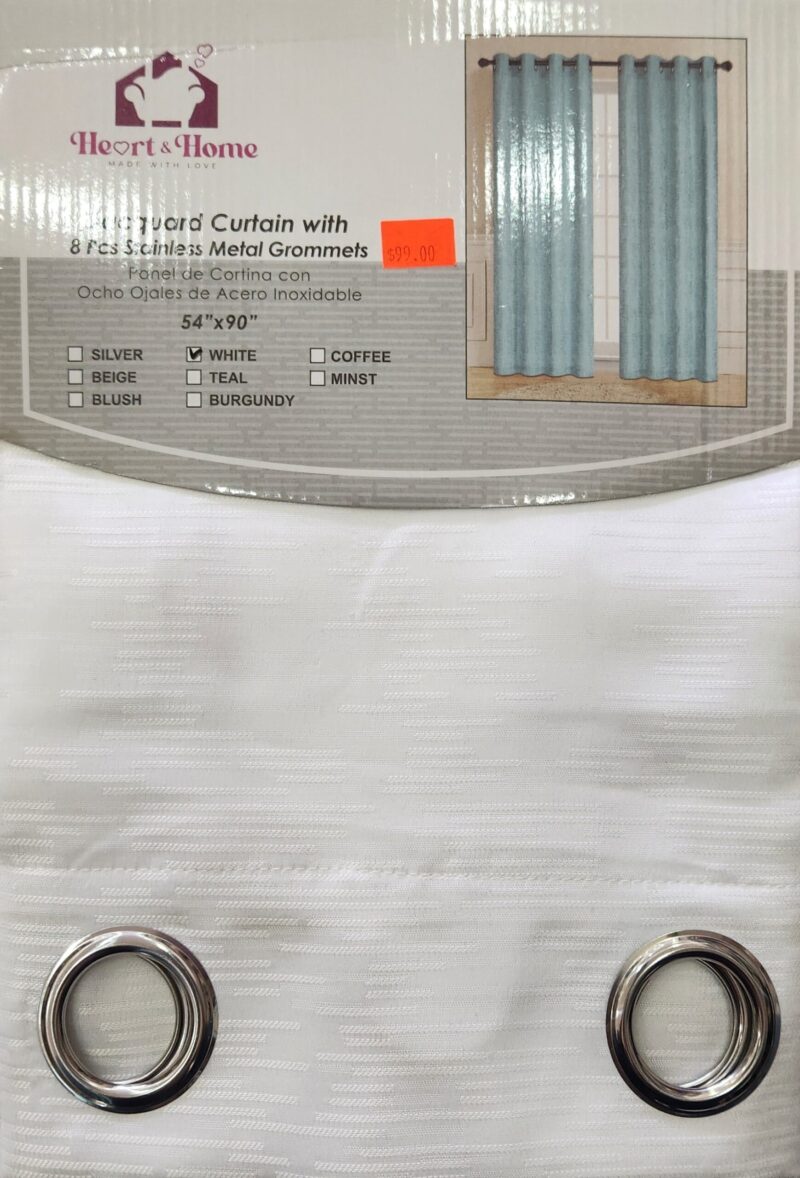 Heart & Home Curtain (54″ x 90″) – White Style 003