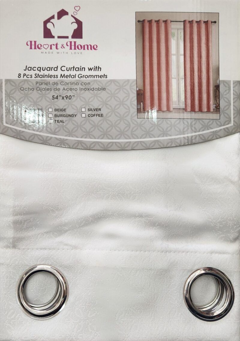 Heart & Home Curtain (54″ x 90″) – White Style 002