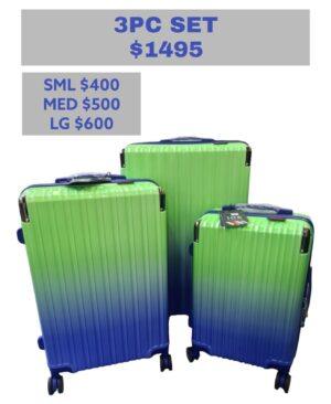 Ice 3 Pc Luggage Set (Green/Blue)