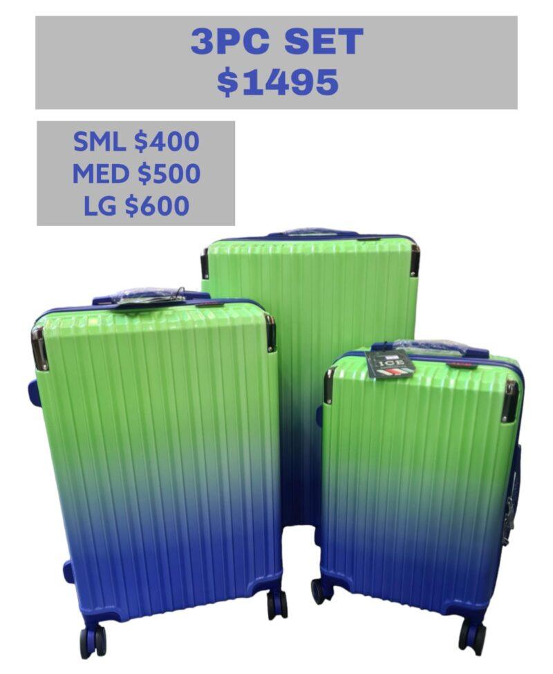Ice 3 Pc Luggage Set (Green/Blue)