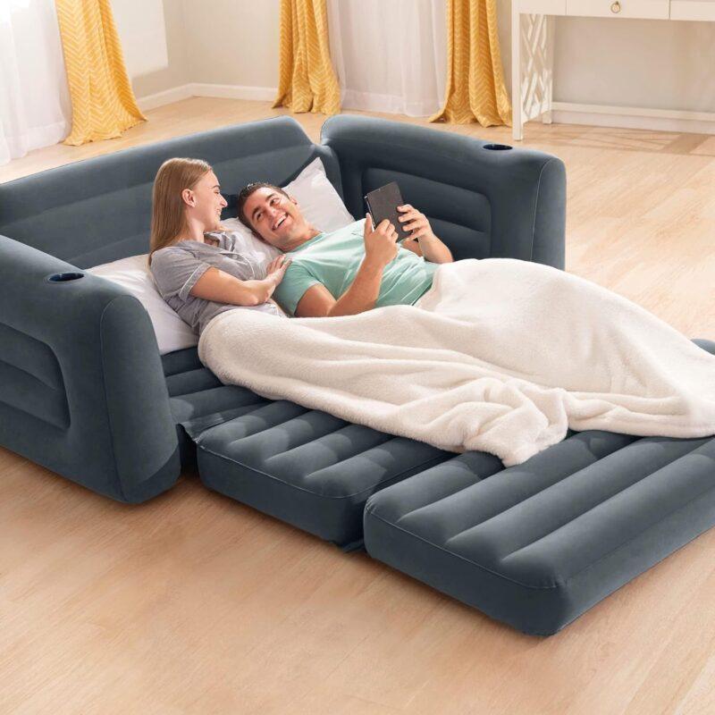Intex Pull Out Inflatable Sofa & Bed, Grey - Image 4