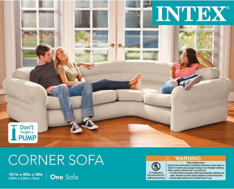 Intex Inflatable Corner Sofa, 101" X 80" X 30"