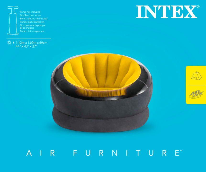 Intex Empire Inflatable Chair Yellow 44" X 43" X 27" - Image 5