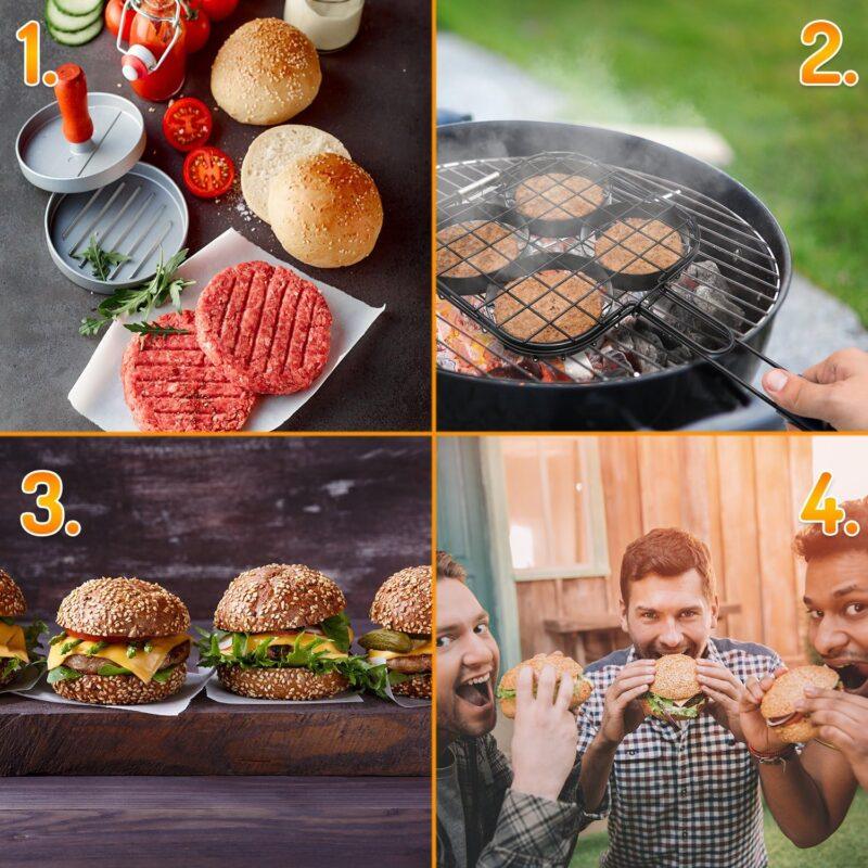 Corona BBQ Hamburger Grill Basket with Locking Grill Handle (Grill 4 Burgers At Once) - Image 5