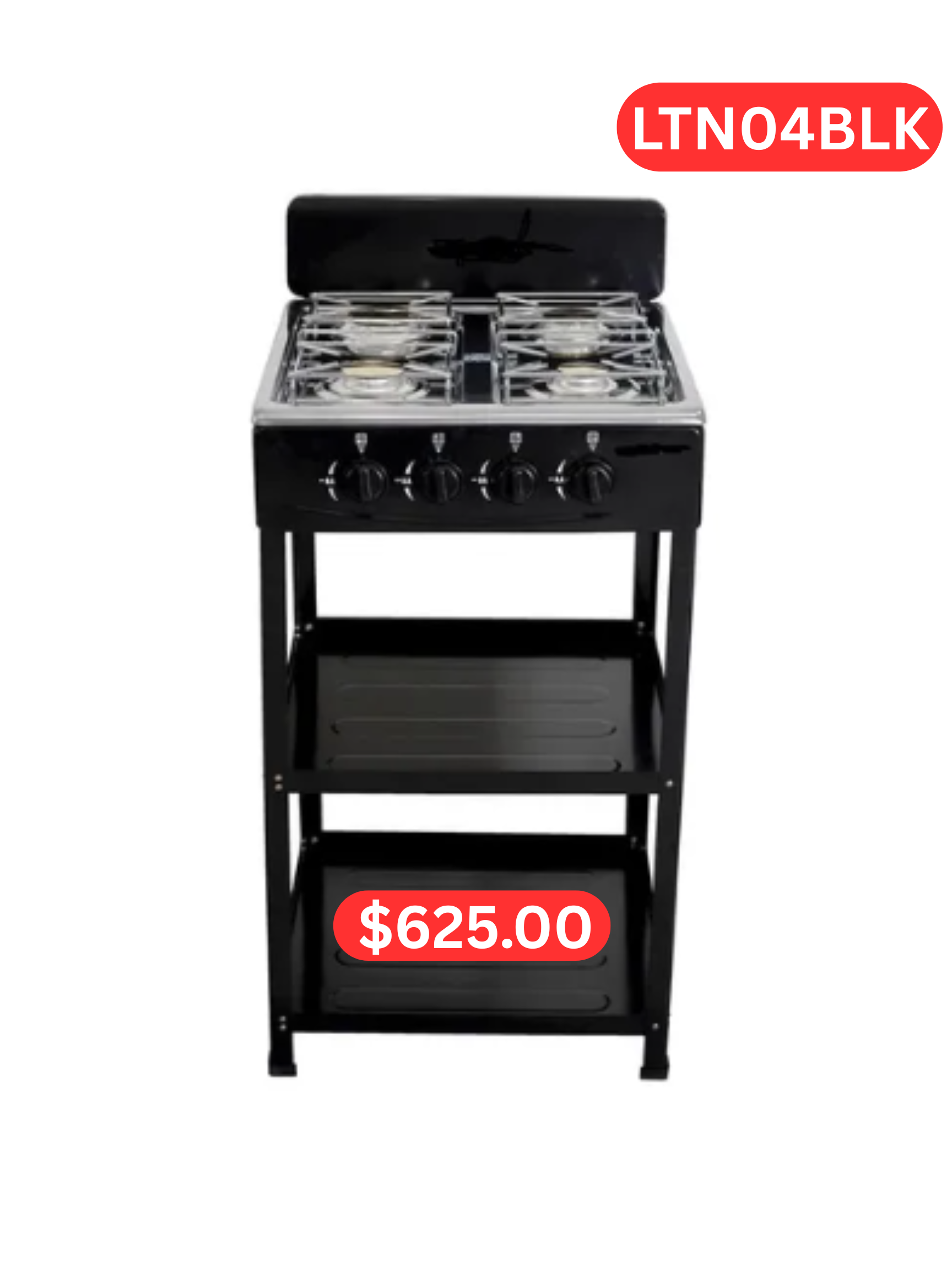 LOTUS 4 BURNER BLACK GAS STOVE